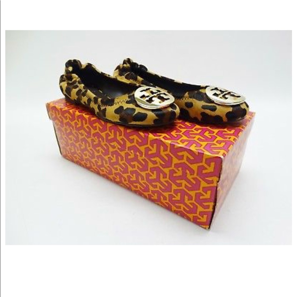 Tory Burch Reva Leopard Gold Leopard flats shoes